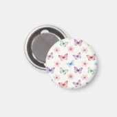 Aquarell-Schmetterlinge Kirschblüten Muster Magnet (Vorderseite/Rückseite)