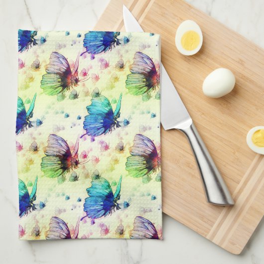 Aquarell Schmetterlinge Küchentücher (Viertel Falte)