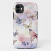 Aquarell Schmetterlinge Monogramm Case-Mate iPhone Hülle (Rückseite)
