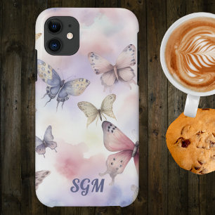 Aquarell Schmetterlinge Monogramm Case-Mate iPhone Hülle