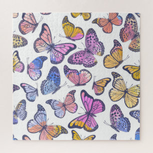 Aquarell-Schmetterlinge: Pastell-Vintage-Muster. Puzzle