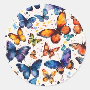 Aquarell Schmetterlinge Runder Aufkleber