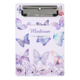 Aquarell Schmetterlinge Wildblumen Garten Flieder Mini Klemmbrett