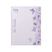 Aquarell Schmetterlinge Wildblumen Garten Lilac Notizblock (Rotiert)