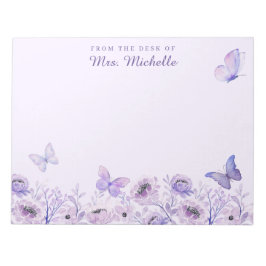 Aquarell Schmetterlinge Wildblumen Garten Lilac Notizblock