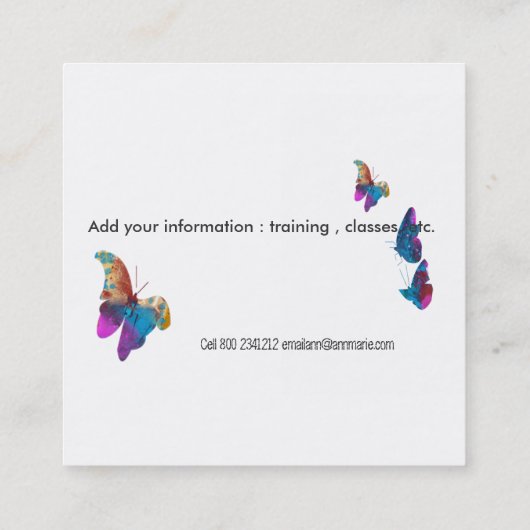 Aquarell-Schmetterlings-Tierwild lebende tiere Quadratische Visitenkarte (Rückseite)