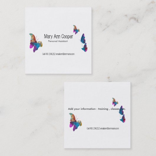 Aquarell-Schmetterlings-Tierwild lebende tiere Quadratische Visitenkarte (Vorne/Hinten)