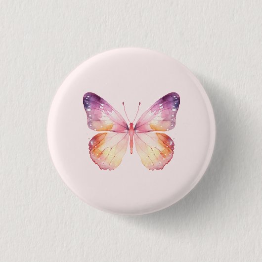 Aquarell-Schmetterlingskunst Button (Vorderseite)