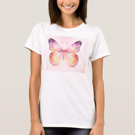 Aquarell-Schmetterlingskunst T-Shirt (Vorderseite)