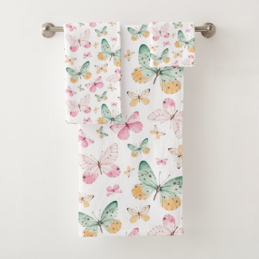 Aquarell-Schmetterlingsmuster Badhandtuch Set (Insitu)