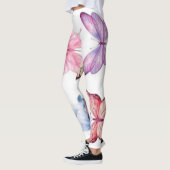 Aquarell-Schmetterlingsmuster-Elemente-Blatt Leggings (Links)
