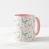 Aquarell-Schmetterlingsmuster Tasse (VorderseiteRechts)