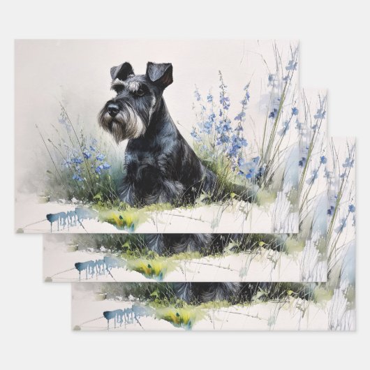 Aquarell-Schnauzer-Decoupage Geschenkpapier Set (Set)