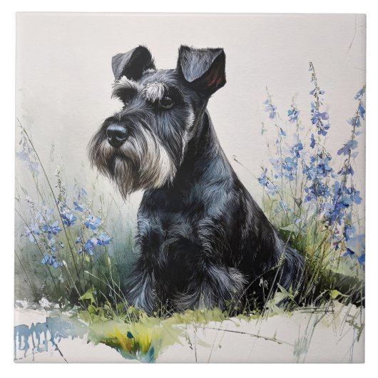 Aquarell-Schnauzer Fliese (Vorderseite)