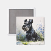 Aquarell-Schnauzer Magnet (Vorderseite/Rückseite)