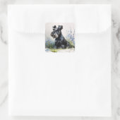 Aquarell-Schnauzer Quadratischer Aufkleber (Tasche)