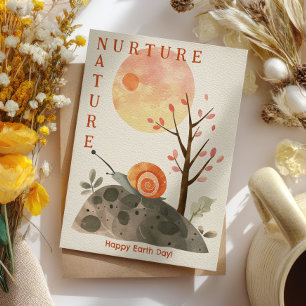 Aquarell Schnecke Pflege Natur Frohen Tag der Erde Postkarte