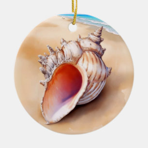 Aquarell Schneckengehäuse am Strand Keramik Ornament