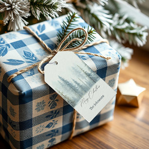 Aquarell schneebedeckte Bäume benutzerdefiniertes Geschenkanhänger