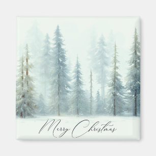 Aquarell schneebedeckte Bäume benutzerdefiniertes  Magnet