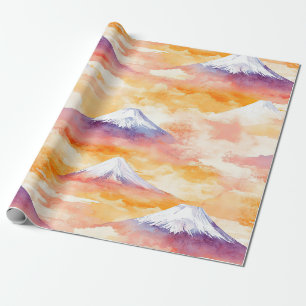 Aquarell-Schneeberge Orange-Twilight-Szene Geschenkpapier