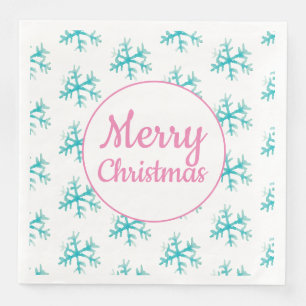 Aquarell-Schneeflocken Frohe Weihnachten Serviette