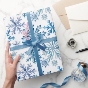 Aquarell-Schneeflocken-Muster Geschenkpapier