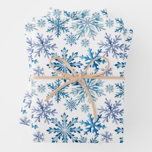 Aquarell-Schneeflocken-Muster Geschenkpapier Set (Beispiel)