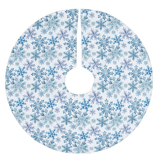 Aquarell-Schneeflocken-Muster Polyester Weihnachtsbaumdecke (Vorderseite)
