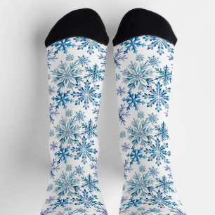 Aquarell-Schneeflocken-Muster Socken