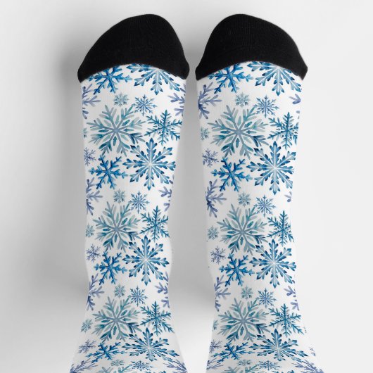 Aquarell-Schneeflocken-Muster Socken (Oben)