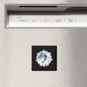 Aquarell-Schneeflocken und Skifahrer Magnet (In Situ (Geschirrspüler))