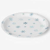 Aquarell-Schneeflocken-Weihnachtsplatte Pappteller (Schrägansicht)