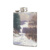 Aquarell-Schneelandschaft-Hochzeit Flachmann (Links)