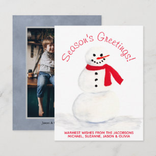 Aquarell-Schneemann Grußkarte zur Weihnachtszeit m Feiertagskarte