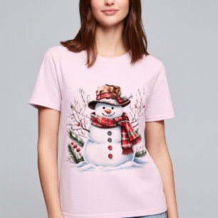 Aquarell-Schneemann Klassischer Karo-Schal Winter T-Shirt