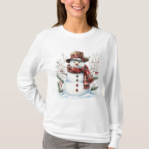 Aquarell-Schneemann Klassischer Karo-Schal Winter T-Shirt