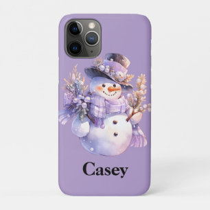 Aquarell-Schneemann lila Floral-Winter-Design Case-Mate iPhone Hülle