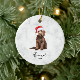 Aquarell Schokoladenbrauner Goldendoodle Keramik Ornament