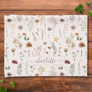 Aquarell Schön Floral Wilde Blumen Muster  Geschirrtuch