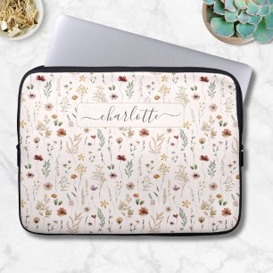 Aquarell Schön Floral Wilde Blumen Muster Laptopschutzhülle