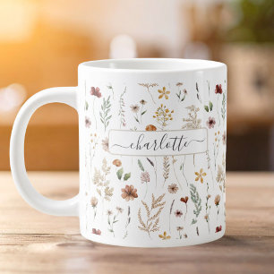 Aquarell Schön Florales Wildblumen Muster Jumbo-Tasse