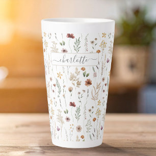 Aquarell Schön Florales Wildblumen Muster Milchtasse