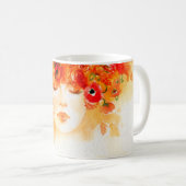 Aquarell schöne Frau mit Kranz Kaffeetasse (VorderseiteRechts)