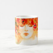 Aquarell schöne Frau mit Kranz Kaffeetasse (Mittel)