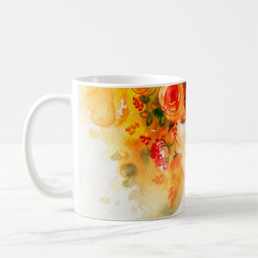 Aquarell schöne Frau mit Kranz Kaffeetasse (Links)