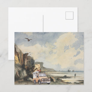 Aquarell schöne Landschaft Strandansicht Postkarte