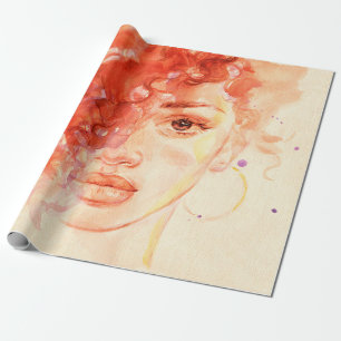 Aquarell schönes Mädchen Geschenkpapier