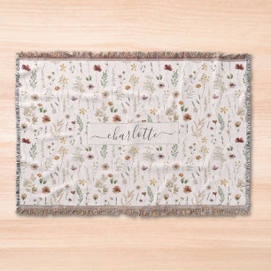 Aquarell Schönes Wildblumen-Blumenmuster Decke