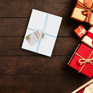 Aquarell-Schrift-Christmas-vintage-grüne-Geschenkk Geschenkanhänger